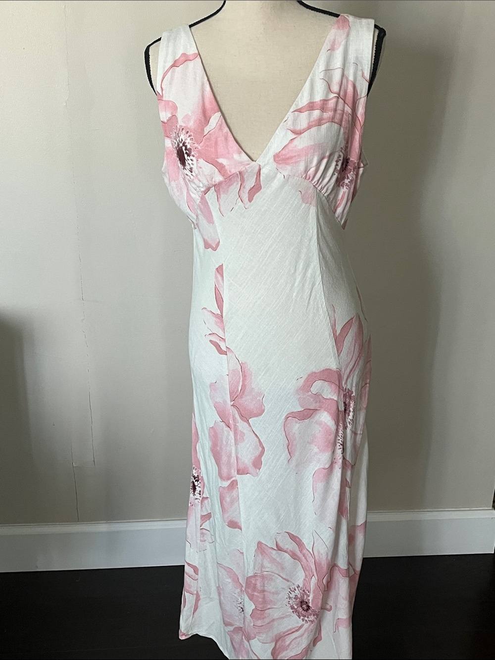 Paper Heart Floral Maxi Dress Linen Blend Size L